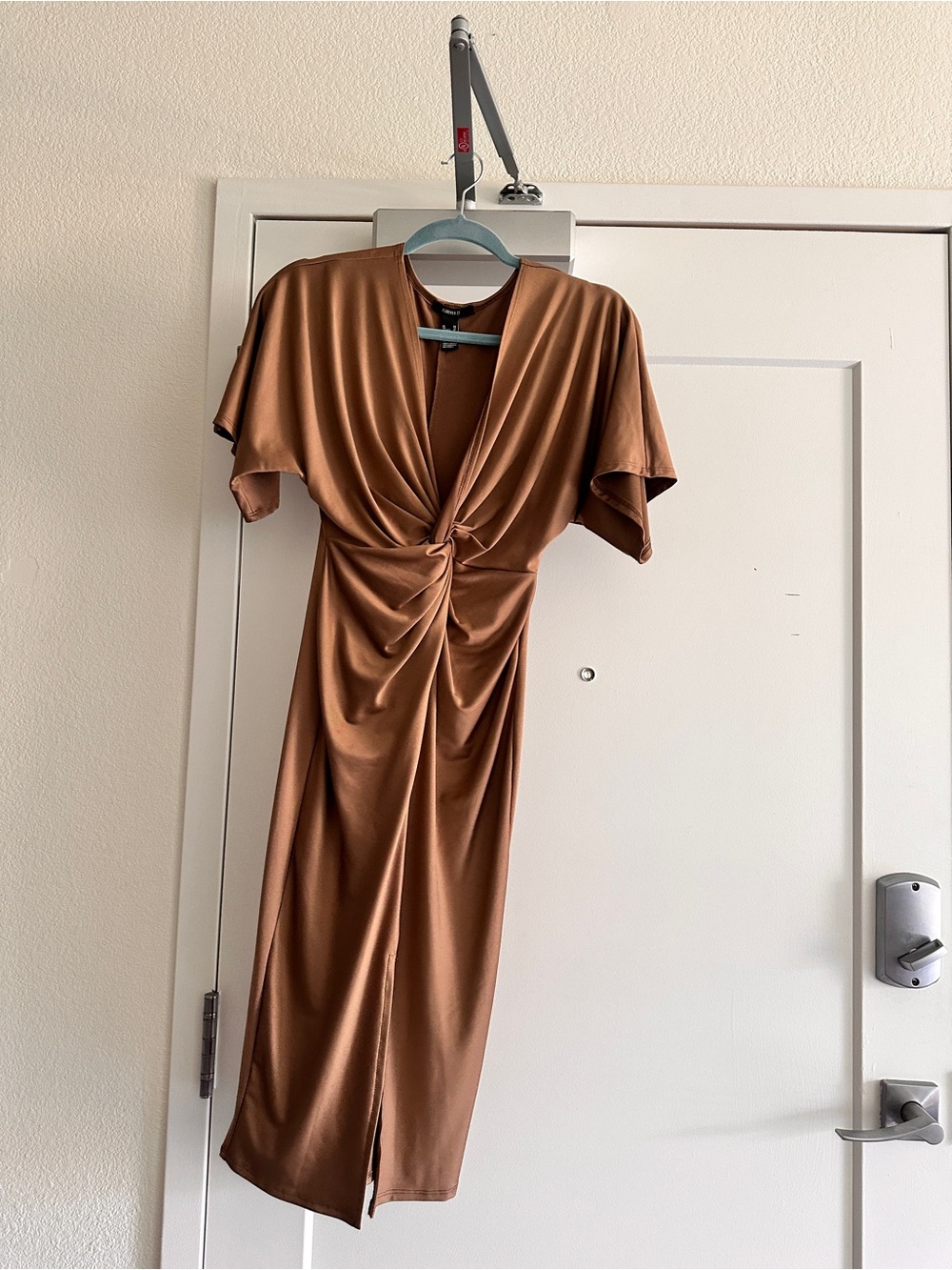Forever 21 Copper Brown Knot-Front Midi Dress